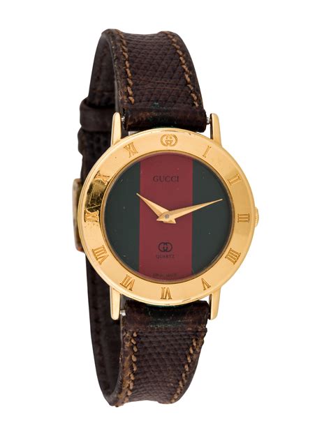 gucci watches leather|Gucci watch with leather band.